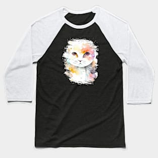 Cat Pet Animal Nature Watercolor Art Painting Baseball T-Shirt